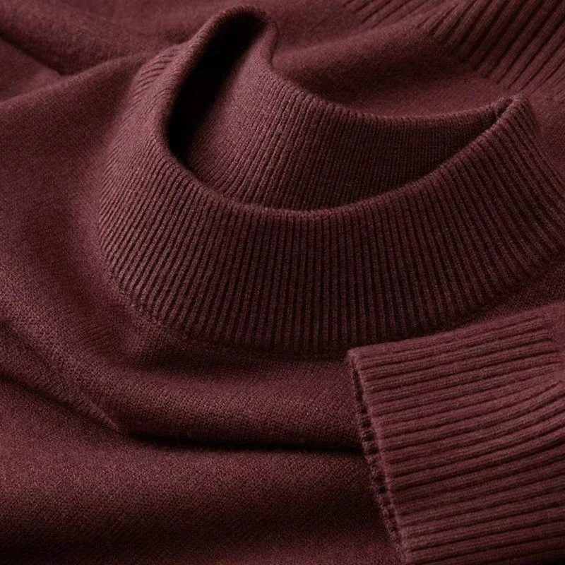 Autumn New Men's Casual Mock Turtleneck Sweater Long Sleeved Warm Pullover Basic Lightweight Street Clothing Knitted Jacket Top thumbnail 3