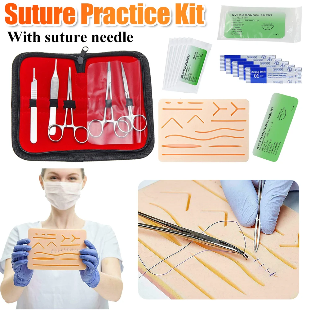 1-4Set Medical Students Suture Practice Kit Surgical Training with Skin Pad Model Tool Set Educational Teaching Equipment thumbnail 2