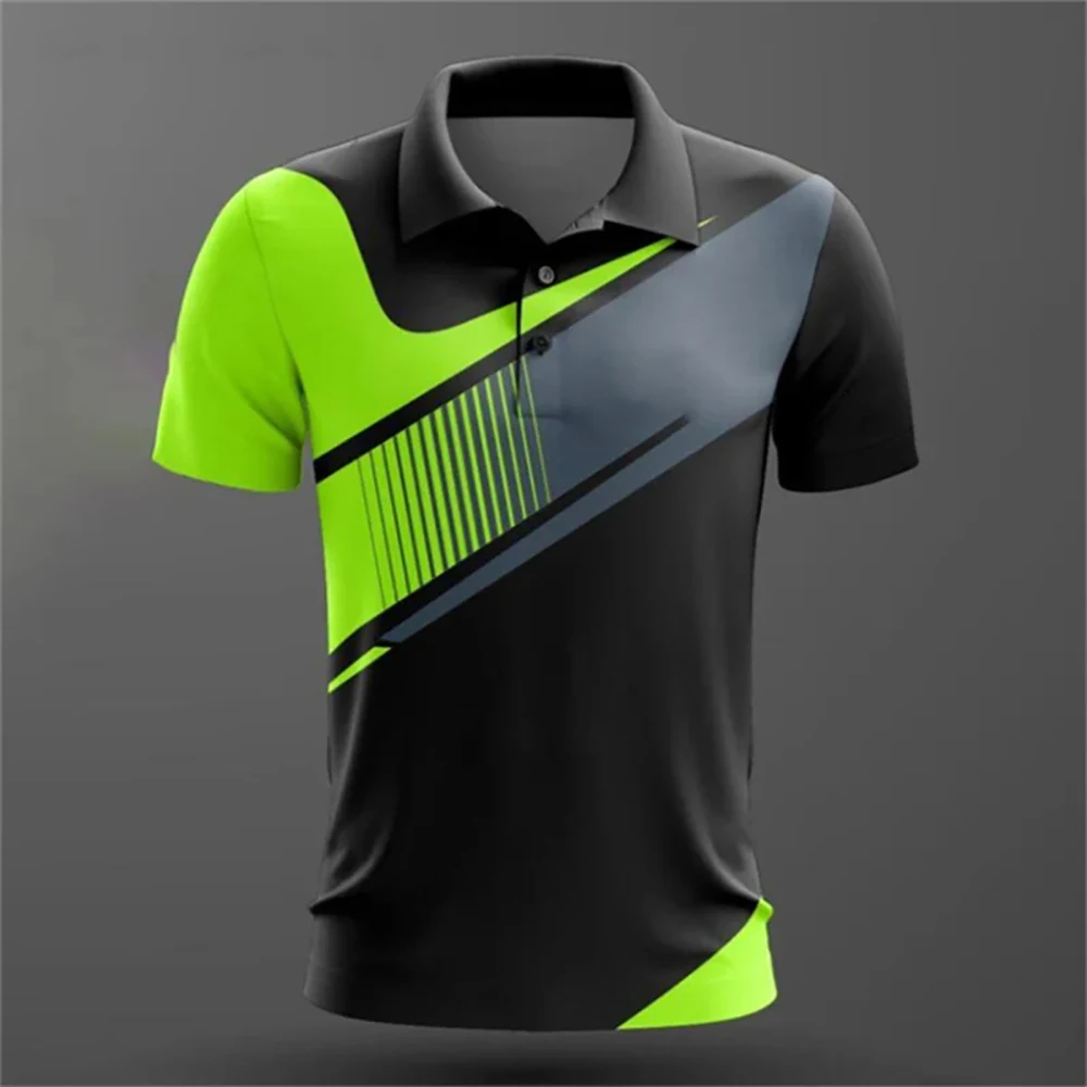 Business Men's Polo T-Shirt Summer Short Sleeves Print Tops Street Fashion Button T Shirt Oversized Casual Golf Shirts Clothing thumbnail 2