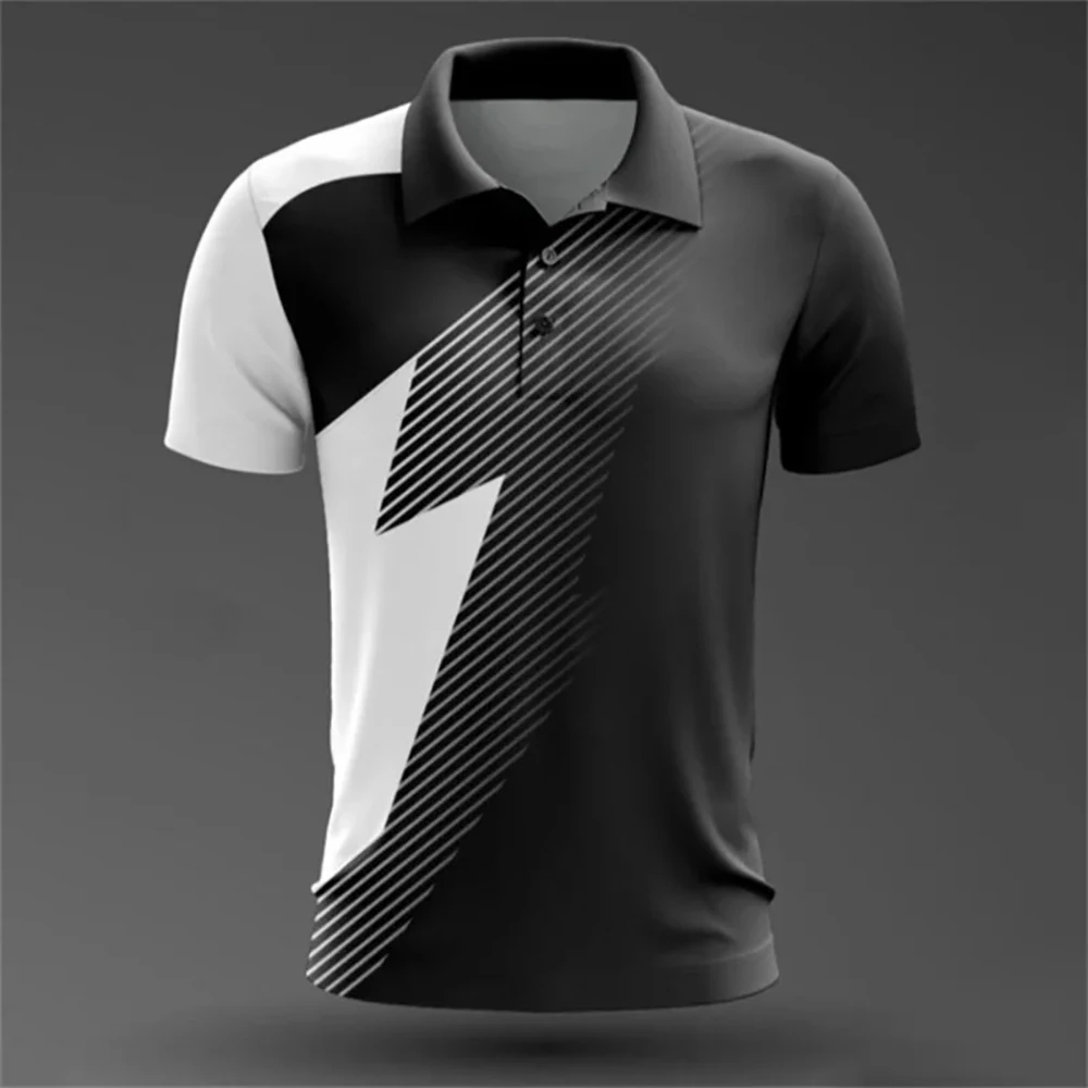 Business Men's Polo T-Shirt Summer Short Sleeves Print Tops Street Fashion Button T Shirt Oversized Casual Golf Shirts Clothing thumbnail 5