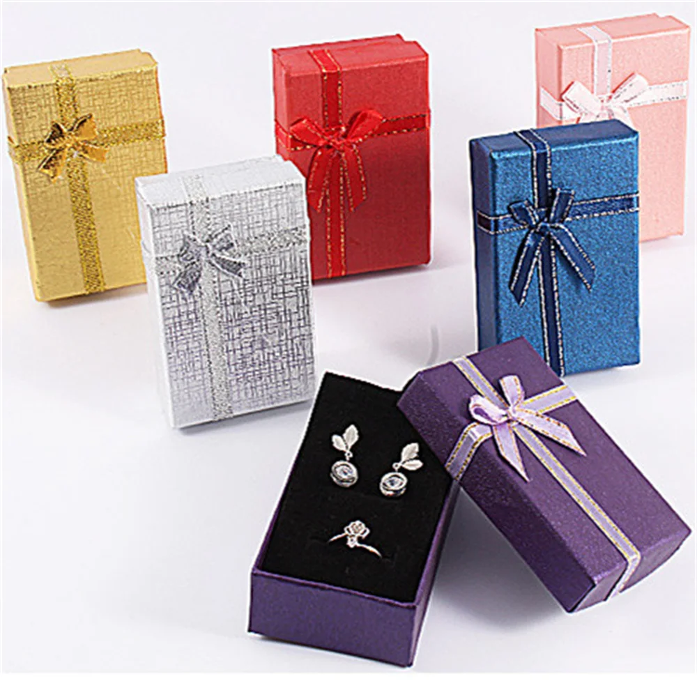Bowknot Jewelry Box For Wedding Engagement Ring Earrings Necklace Bracelet Storage Boxes Shape Gift Packing Case thumbnail 2