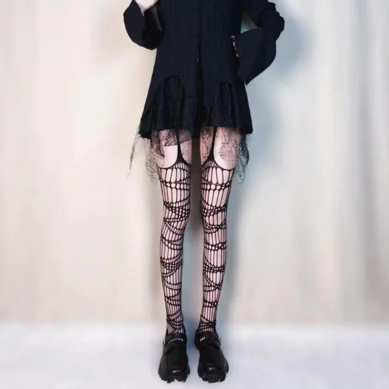 Gothic Bat Long Sexy Fishnet Stockings Women Harajuku Alternative Mesh Bat Tights Lingerie Skin Thigh High Garters Hosiery thumbnail 6