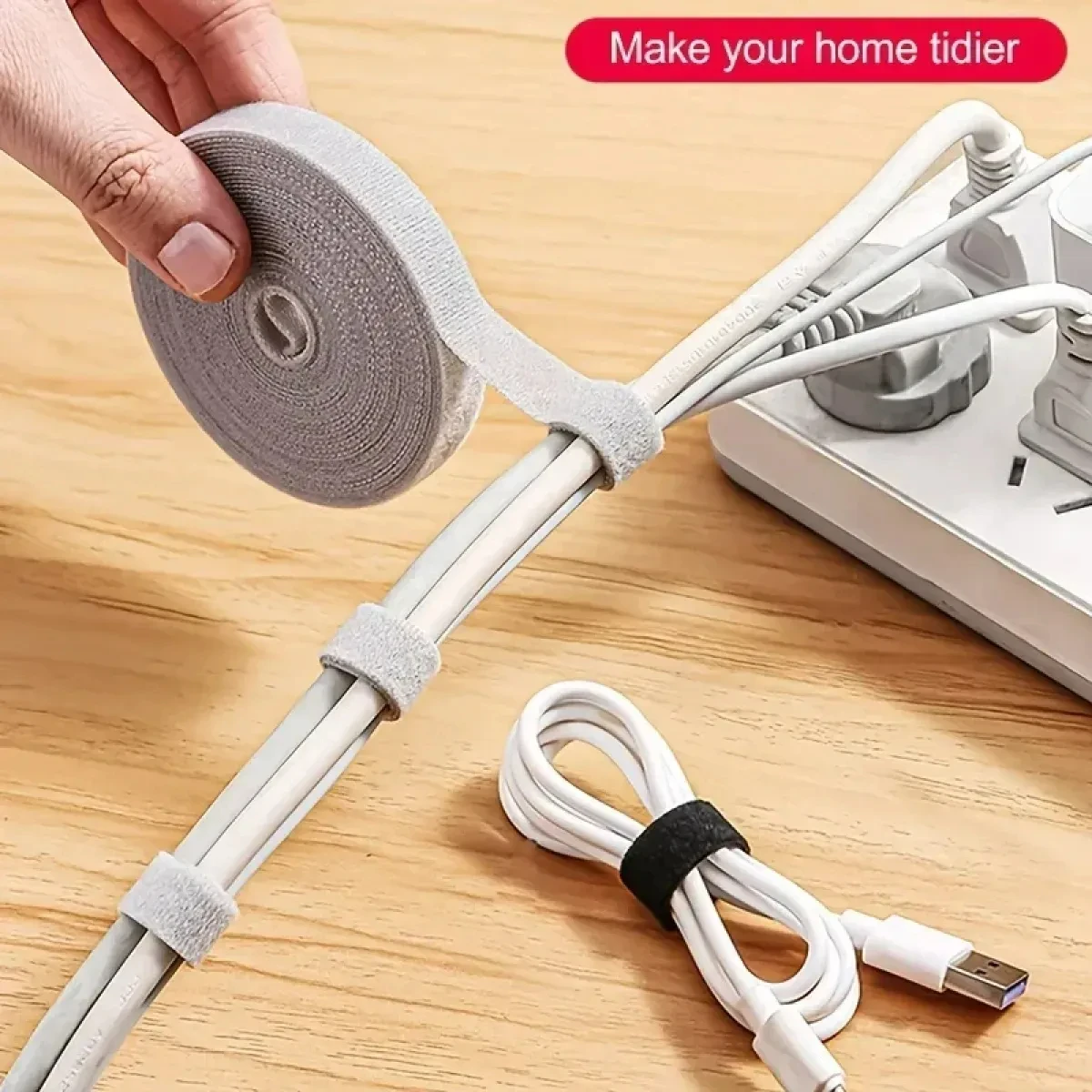 3M Hook and Loop Fastener Cable Organizer Cable Ties Wire Winder Keeper USB Cables Management Protector Earphone Mouse Cord Ties thumbnail 4
