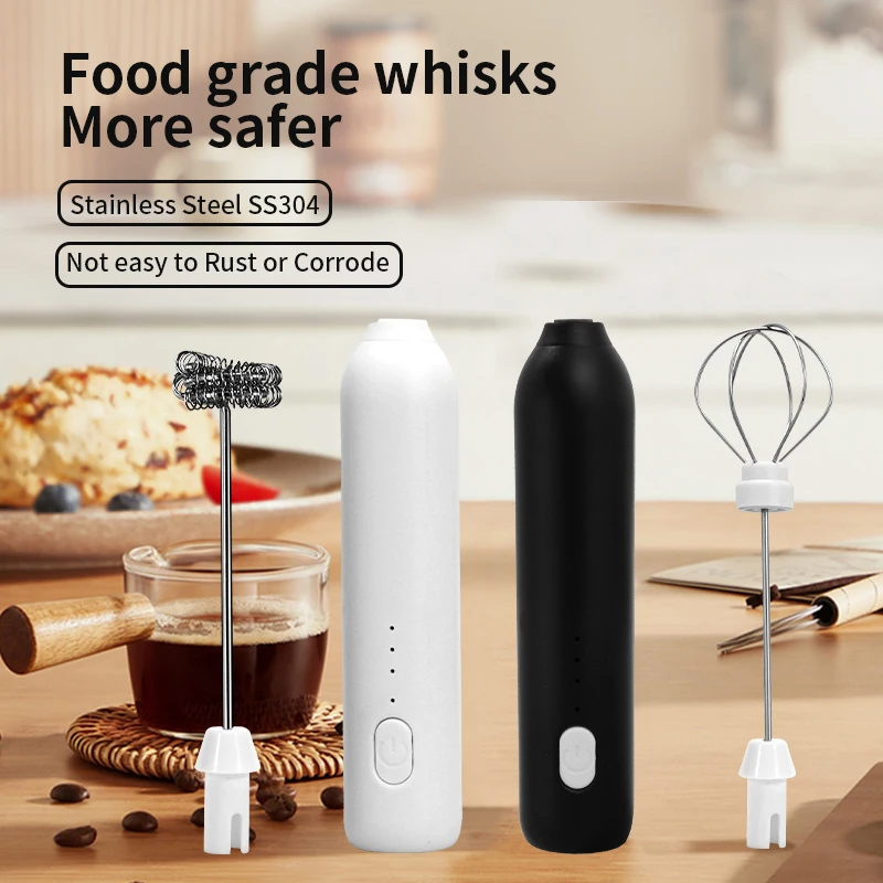 HOT  Electric Milk Frother + Egg Beater Wireless Type-C Charging 3 Speeds Mini Handheld Foam Maker Coffee Whisk Cooking Tools thumbnail 6