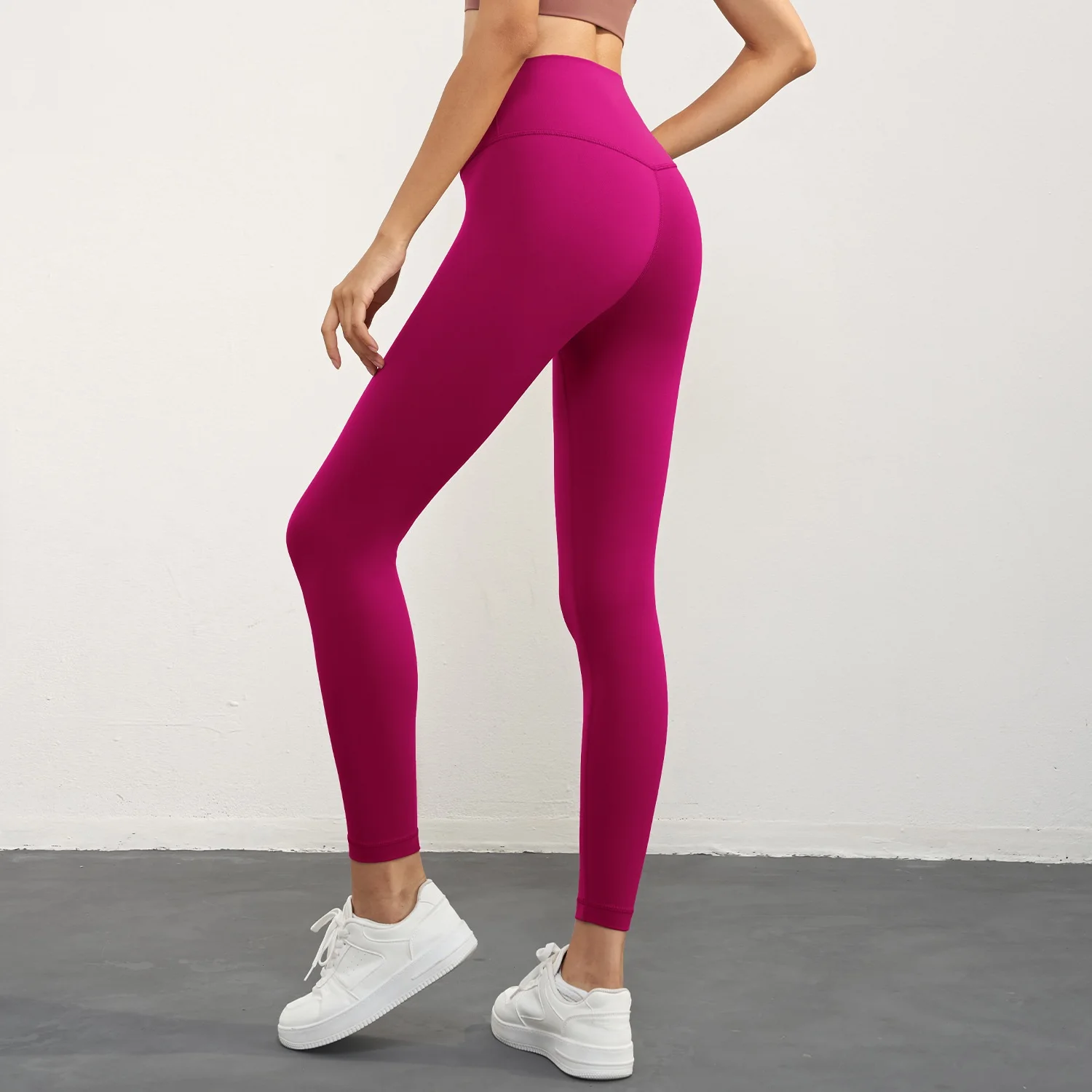 Solid Color Back Waist Pocket High Waist Yoga Legging Women Sport Cropped Pants Butter Athletic Gym Comprehensive Training Jog thumbnail 2