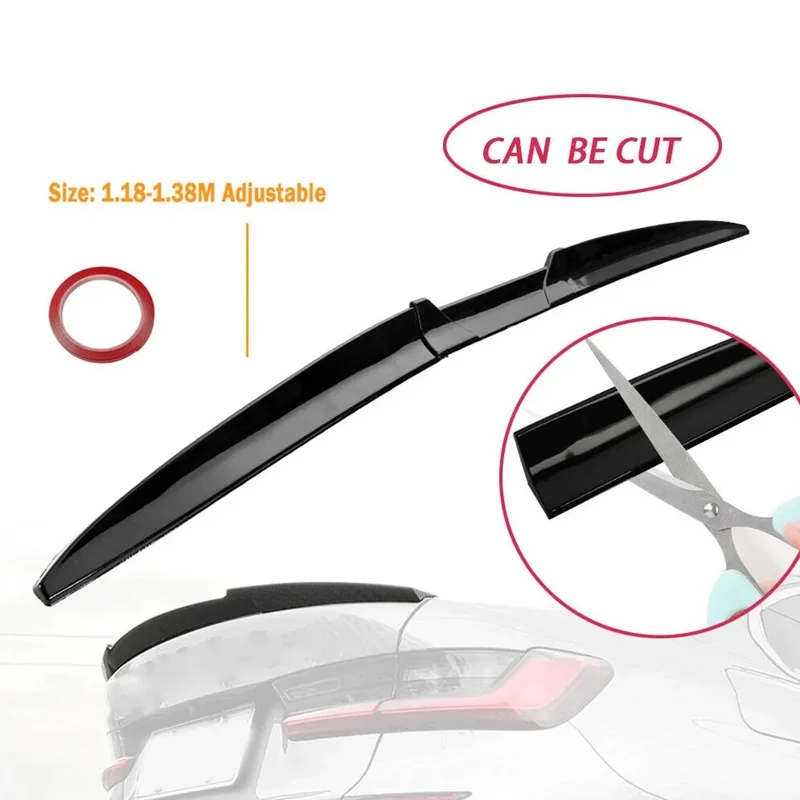 For Audi Accessories A4 B8 2003-2013 Car Rear Trunk Spoiler Wing Lid DIY Length 3Pcs Matt Black Soft Plastic thumbnail 3