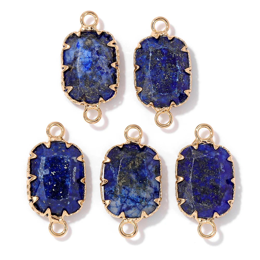 2PCS Natural Blue Lapis Lazuli Stone Gem Pendant Connector Charm For DIY Woman Men Jewelry Making Accessory Wholesale thumbnail 5