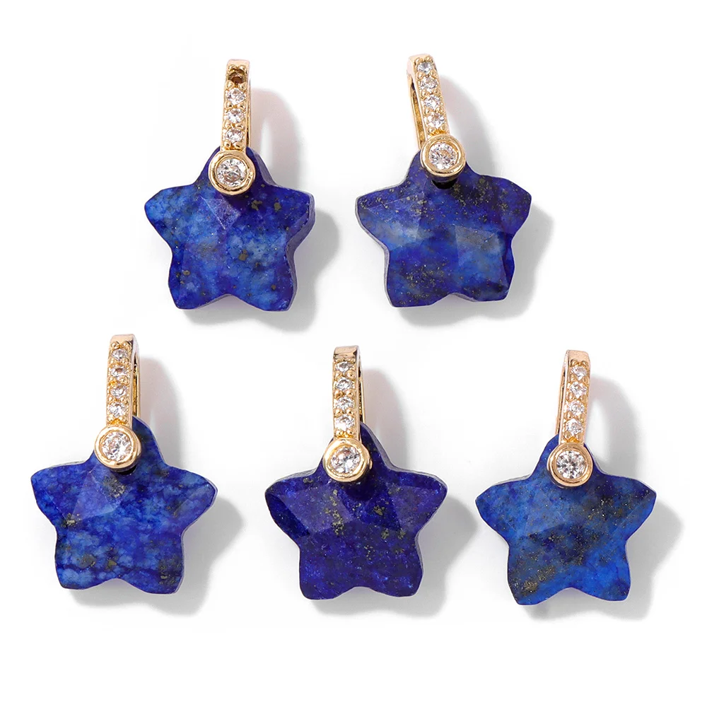 2PCS Natural Blue Lapis Lazuli Stone Gem Pendant Connector Charm For DIY Woman Men Jewelry Making Accessory Wholesale thumbnail 6