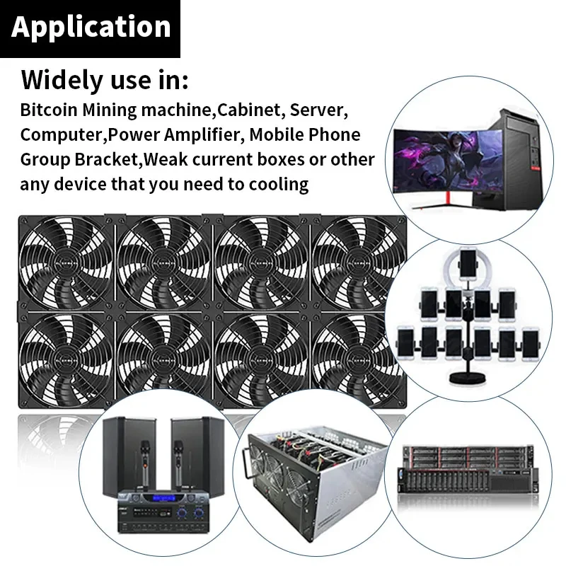 TEUCER High Speed Large Air Volume Mining Machine Fan 120MM 3000RPM Mining Machine Workstation Cabinet Fan Server System Fan Kit thumbnail 3