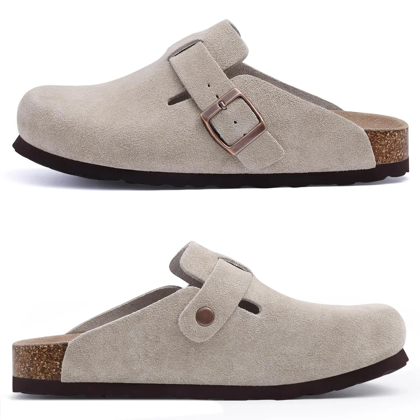 Asgard Women Men Suede Leather Clogs Slippers Fashion Unisex Cork Footbed Sandals Outdoor Antiskid Mules Shoes with Arch Support thumbnail 3