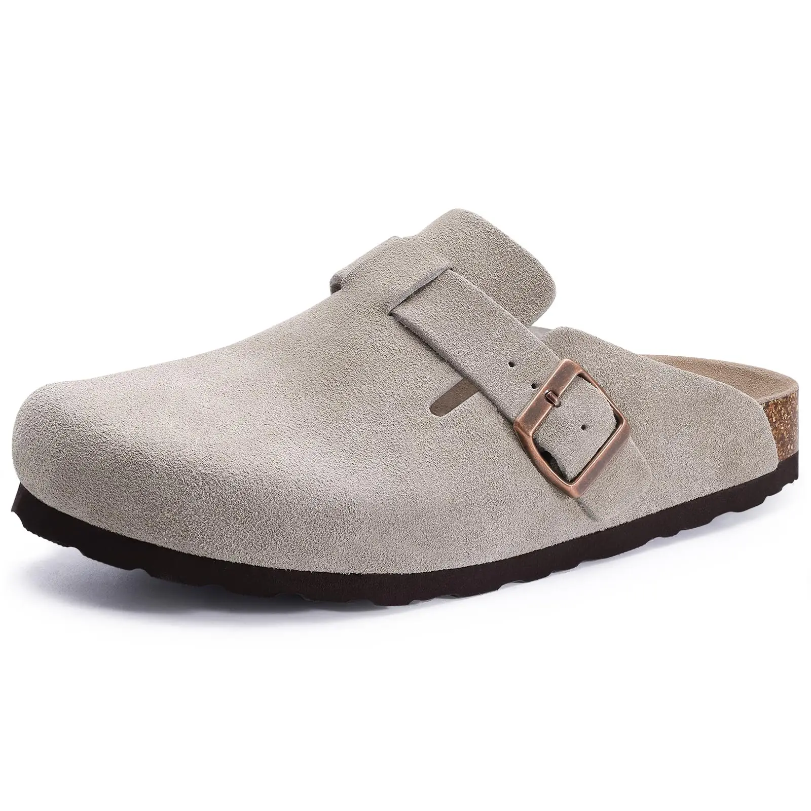 Asgard Women Men Suede Leather Clogs Slippers Fashion Unisex Cork Footbed Sandals Outdoor Antiskid Mules Shoes with Arch Support thumbnail 2