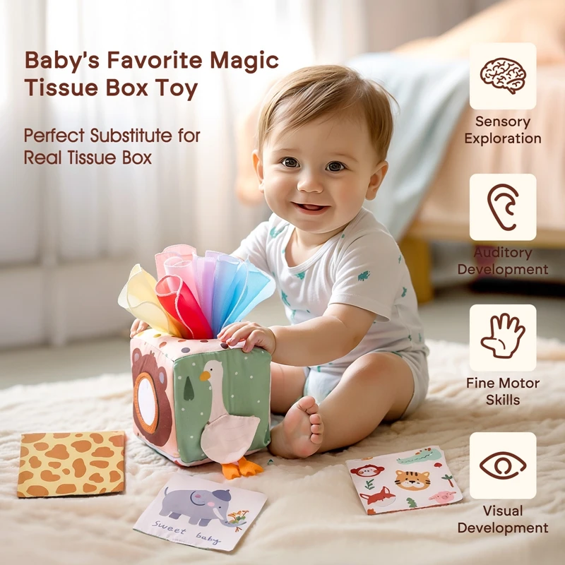 Baby Montessori Toys Magic Tissue Box Finger Exercising Busy Board Educational Learning Activity Sensory Toys For Kids Baby Game thumbnail 2