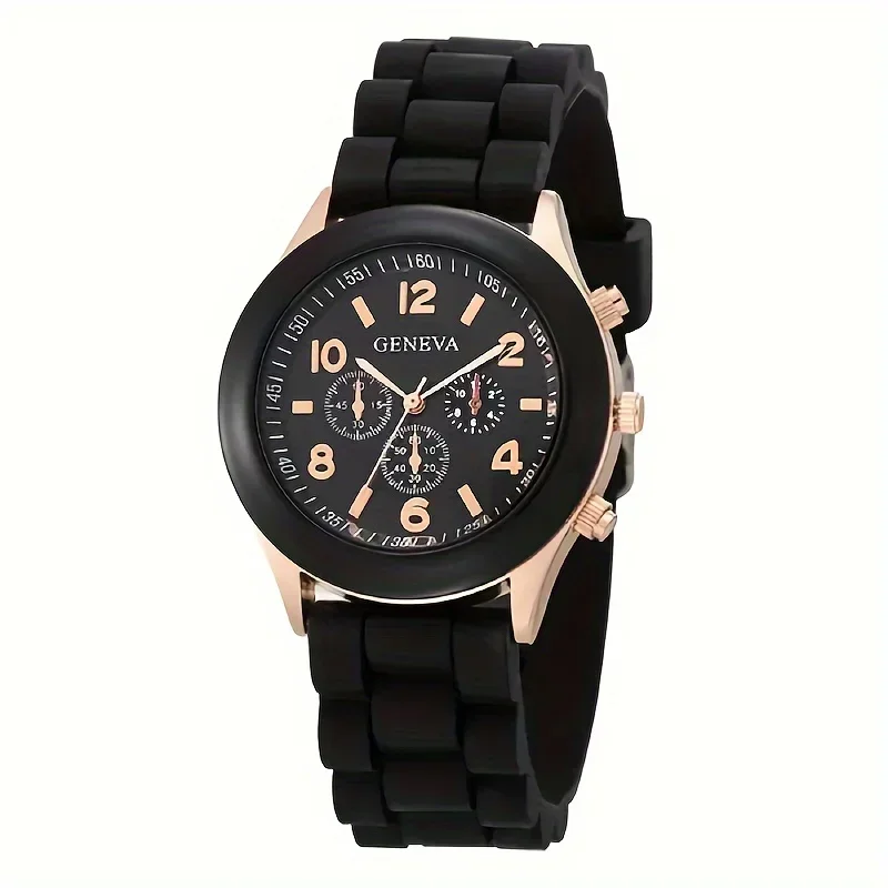 Stylish Round Pointer Quartz Watch, Triple Dial Silicone Watchband Sports Wristwatch For Women And Men, Ideal choice for Gifts thumbnail 6