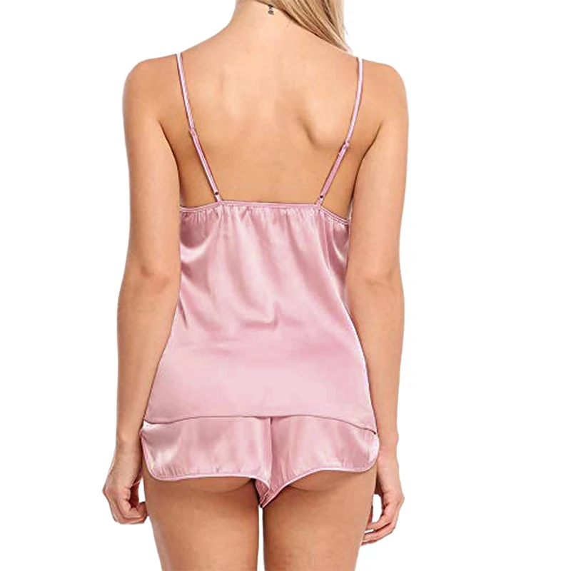 Women Sexy Pajamas See-through Nightclothes Sleepwear Camisole And Shorts Black Gray Comfortable Casual Summer thumbnail 2