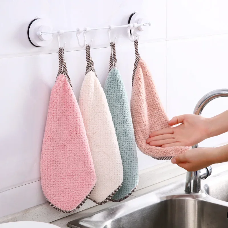 1/5/10Pcs Kitchen Towels Hangable Cleaning Cloth for Tableware Dish Cloth Microfiber Absorbent Household Cleaning Towels thumbnail 3