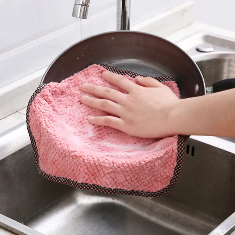 1/5/10Pcs Kitchen Towels Hangable Cleaning Cloth for Tableware Dish Cloth Microfiber Absorbent Household Cleaning Towels thumbnail 5