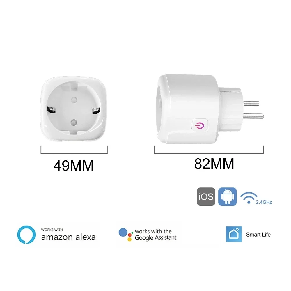 16A Tuya WIFI Plug Smart life Socket Outlet UK EU AU Brazil FR Israel IT Plug APP Remote Control Work For Alexa Google Assistant thumbnail 2