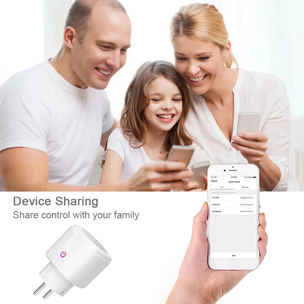 16A Tuya WIFI Plug Smart life Socket Outlet UK EU AU Brazil FR Israel IT Plug APP Remote Control Work For Alexa Google Assistant thumbnail 4