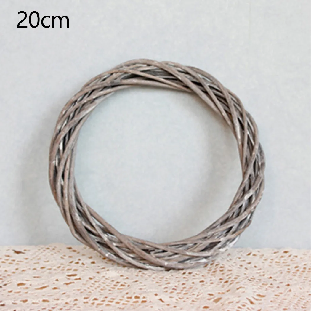20cm/25cm/30cm Christmas Rattan Ring Wreath Wicker Vine Garland Hanging Wedding Grey Wreath Kindergarten Photography Decoration