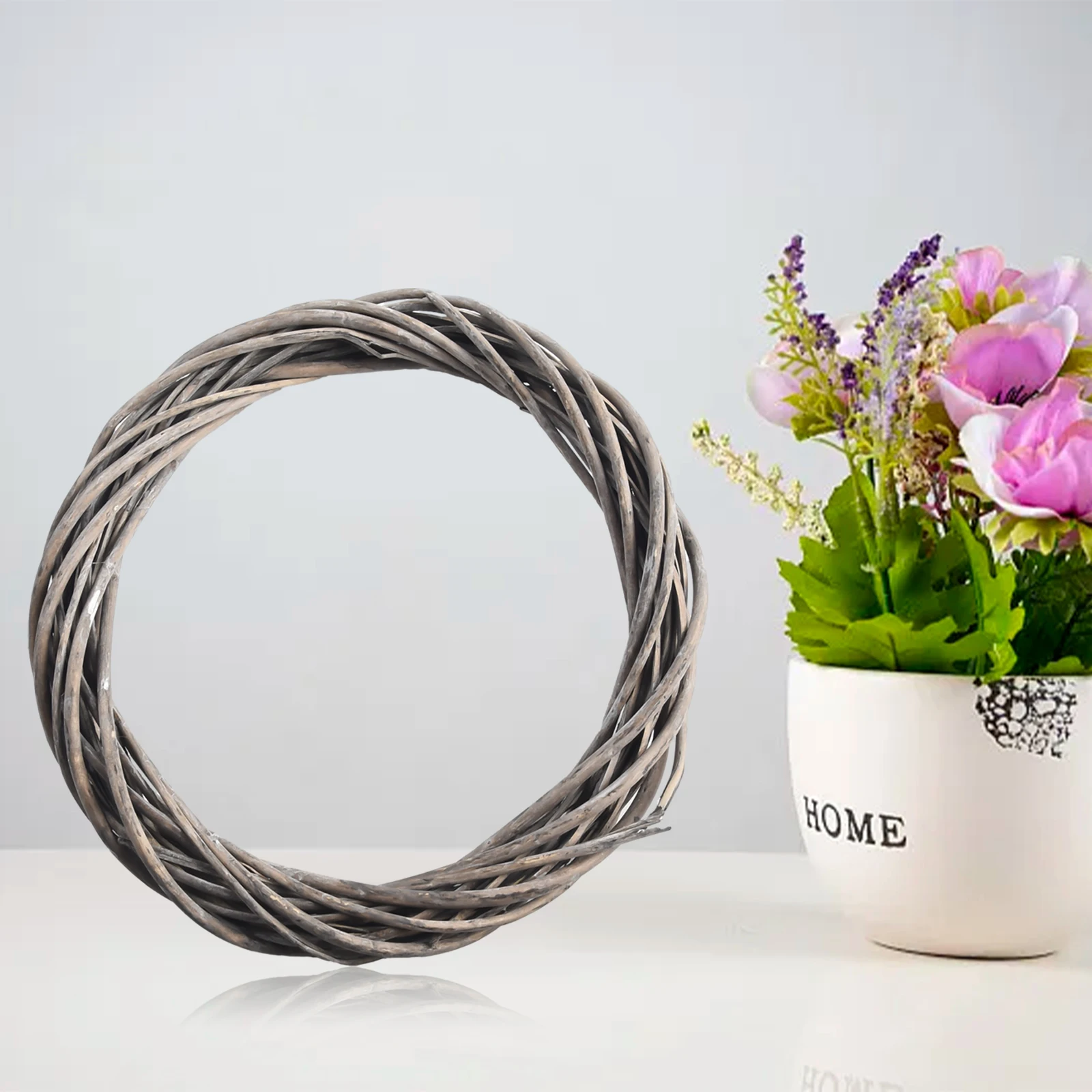 20cm/25cm/30cm Christmas Rattan Ring Wreath Wicker Vine Garland Hanging Wedding Grey Wreath Kindergarten Photography Decoration thumbnail 3