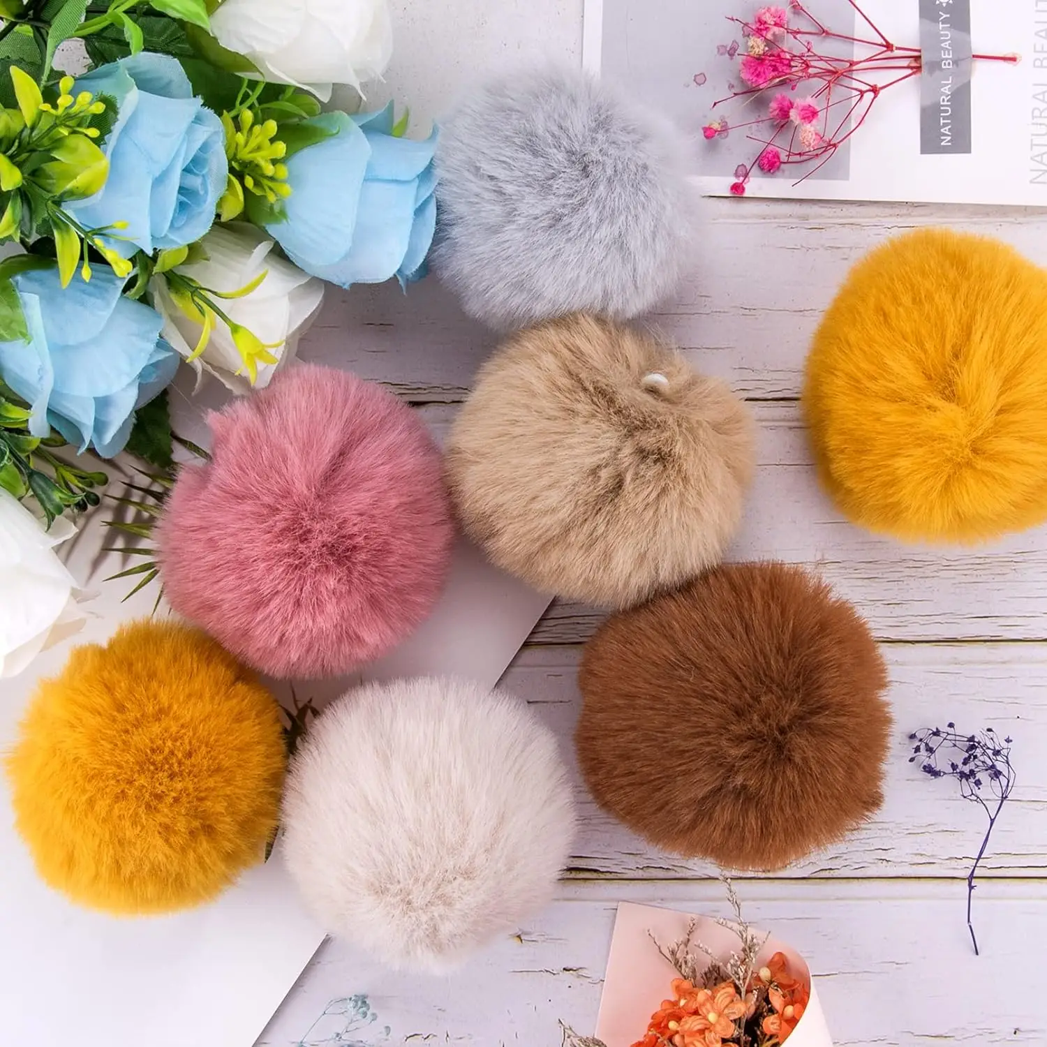 10Pcs 7cm Faux Rex Rabbit Fur Pompom Balls Artificial Fluffy Soft Pompons DIY Pom Poms Handmade Clothing Sewing Crafts Supplies thumbnail 5