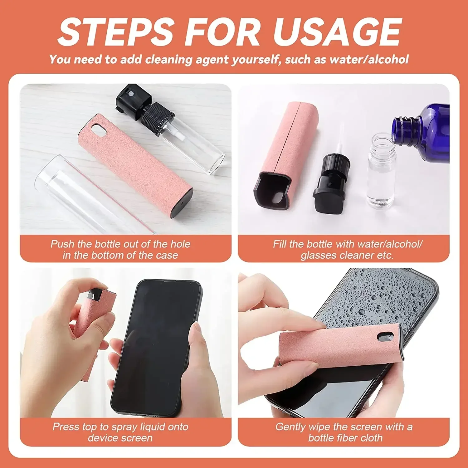 2 in 1 Mini Screen Cleaner Spray Bottle Portable Reusable Mobile Phone Tablet PC Laptop Screen Dust Remover Microfiber Cleaners thumbnail 6