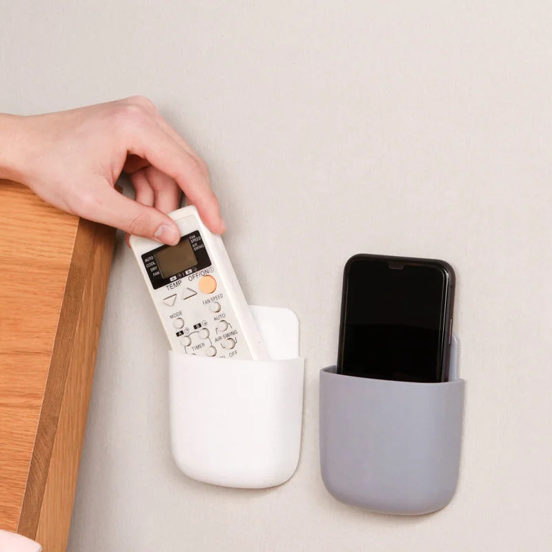 Wall Mounted Storage Box Mobile Phone Plug Holder Stand Rack Remote Control Storage Organizer Case For Air Conditioner TV thumbnail 3
