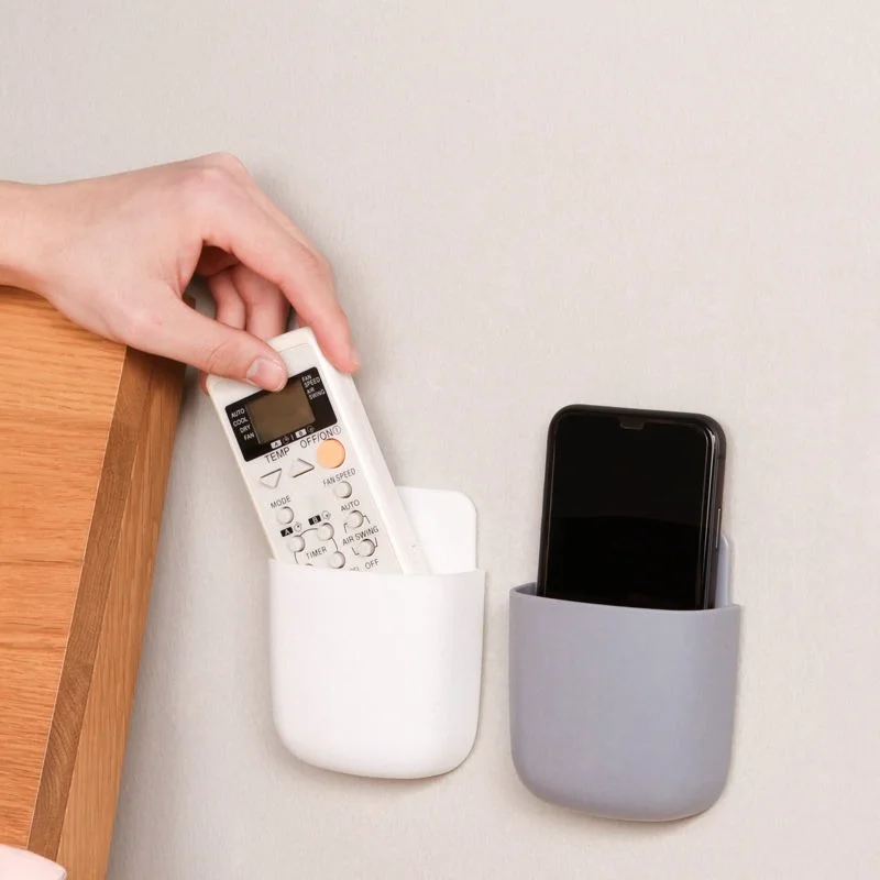 Wall Mounted Storage Box Mobile Phone Plug Holder Stand Rack Remote Control Storage Organizer Case For Air Conditioner TV thumbnail 5