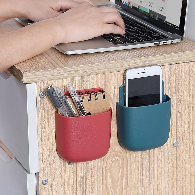 Wall Mounted Storage Box Mobile Phone Plug Holder Stand Rack Remote Control Storage Organizer Case For Air Conditioner TV thumbnail 2