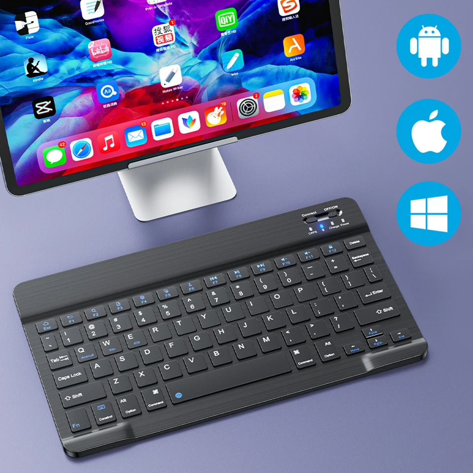 Wireless Keyboard Spanish French Azerty Russian Korean With N Mini Bluetooth For iPad Mac Tablet PC Phone Cell Laptop And Mouse thumbnail 5