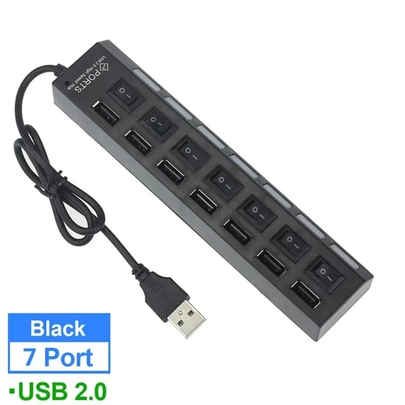 Switch Extension Hub 7-port USB2.0 Hub Computer USB Extension Hub One Drag Seven USB2.0 Splitter PC Laptop Desktop thumbnail 5