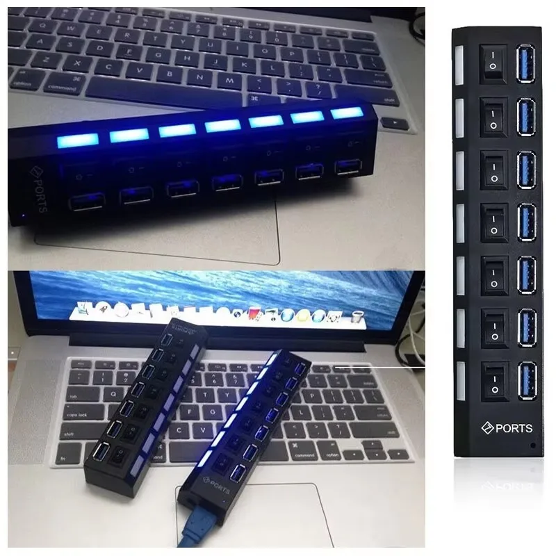 Switch Extension Hub 7-port USB2.0 Hub Computer USB Extension Hub One Drag Seven USB2.0 Splitter PC Laptop Desktop thumbnail 6