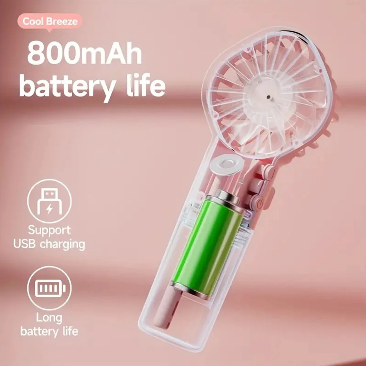 Handheld Mini Fan Air Conditioner USB Rechargeable Portable Mist Cooler Cooling Spray Humidifier Fan for Home/Office/Dorm thumbnail 5