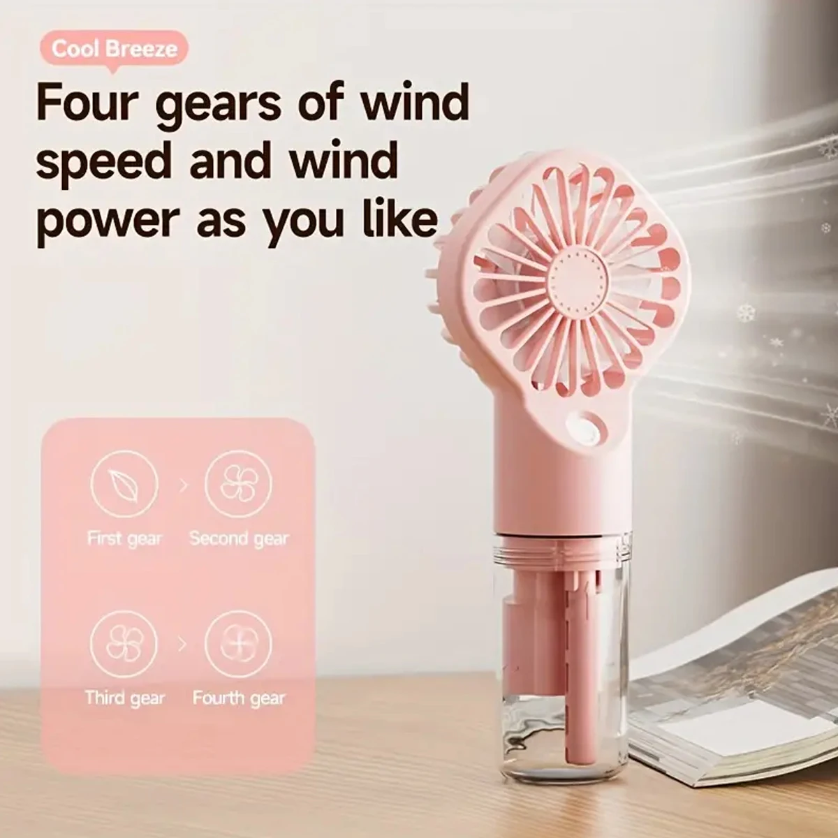 Handheld Mini Fan Air Conditioner USB Rechargeable Portable Mist Cooler Cooling Spray Humidifier Fan for Home/Office/Dorm thumbnail 3