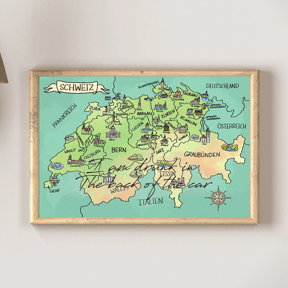 Watercolor Maps Poster Canvas Printing Scotland Ireland Italia Poland Maps Aesthetic Wall Decor Watercolors Simplicity Map Decor thumbnail 2
