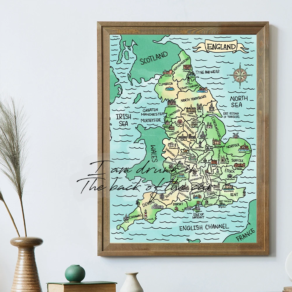 Watercolor Maps Poster Canvas Printing Scotland Ireland Italia Poland Maps Aesthetic Wall Decor Watercolors Simplicity Map Decor thumbnail 3
