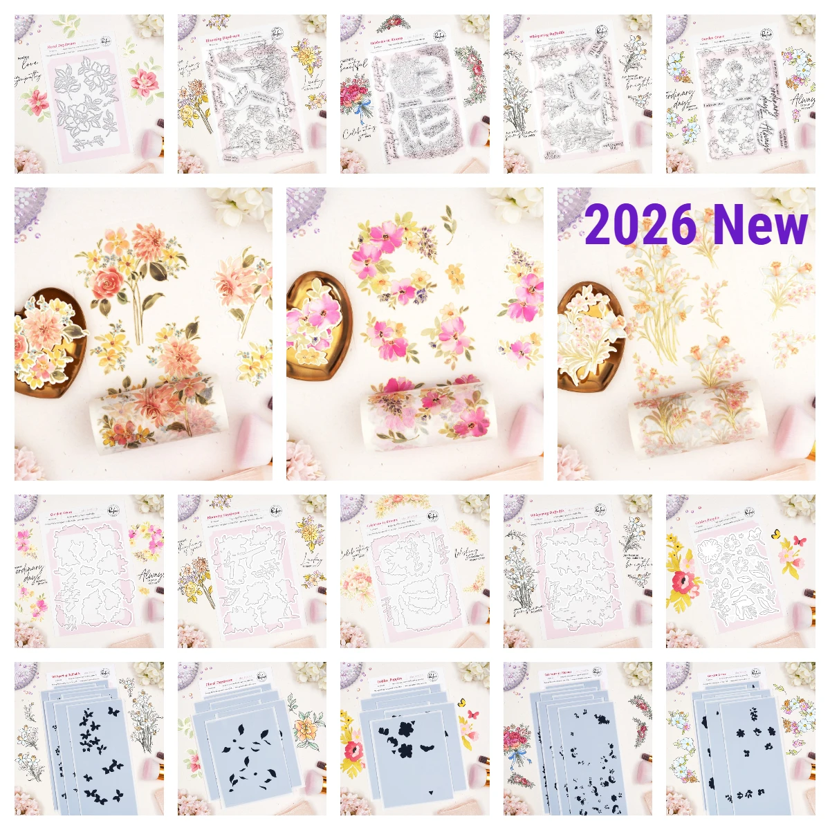 Pink Fresh the Daydream Edit Full Release Bundle Metal Cutting Dies Stamps Stencil DIY Scrapbooking Washi Paper Card Embossing