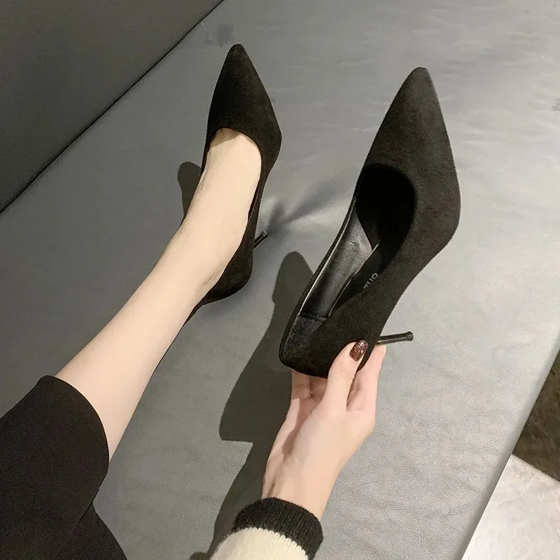 Spring and Autumn New Black High Heels Female Shallow Mouth Pointed Thin with Sexy Temperament Single Shoes Zapatos De Mujer thumbnail 4