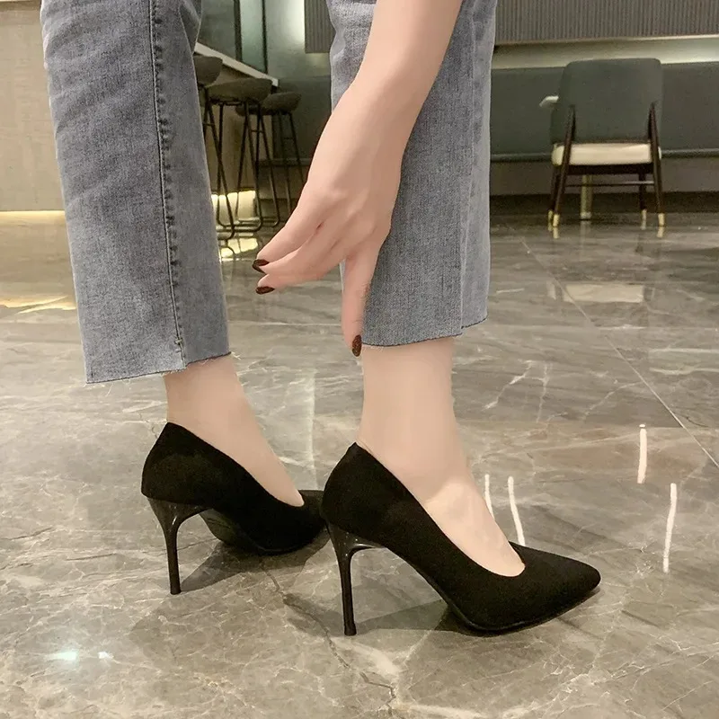 Spring and Autumn New Black High Heels Female Shallow Mouth Pointed Thin with Sexy Temperament Single Shoes Zapatos De Mujer thumbnail 3
