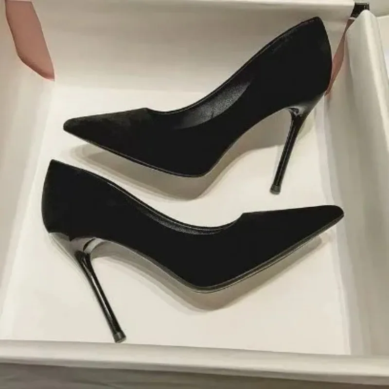 Spring and Autumn New Black High Heels Female Shallow Mouth Pointed Thin with Sexy Temperament Single Shoes Zapatos De Mujer thumbnail 2
