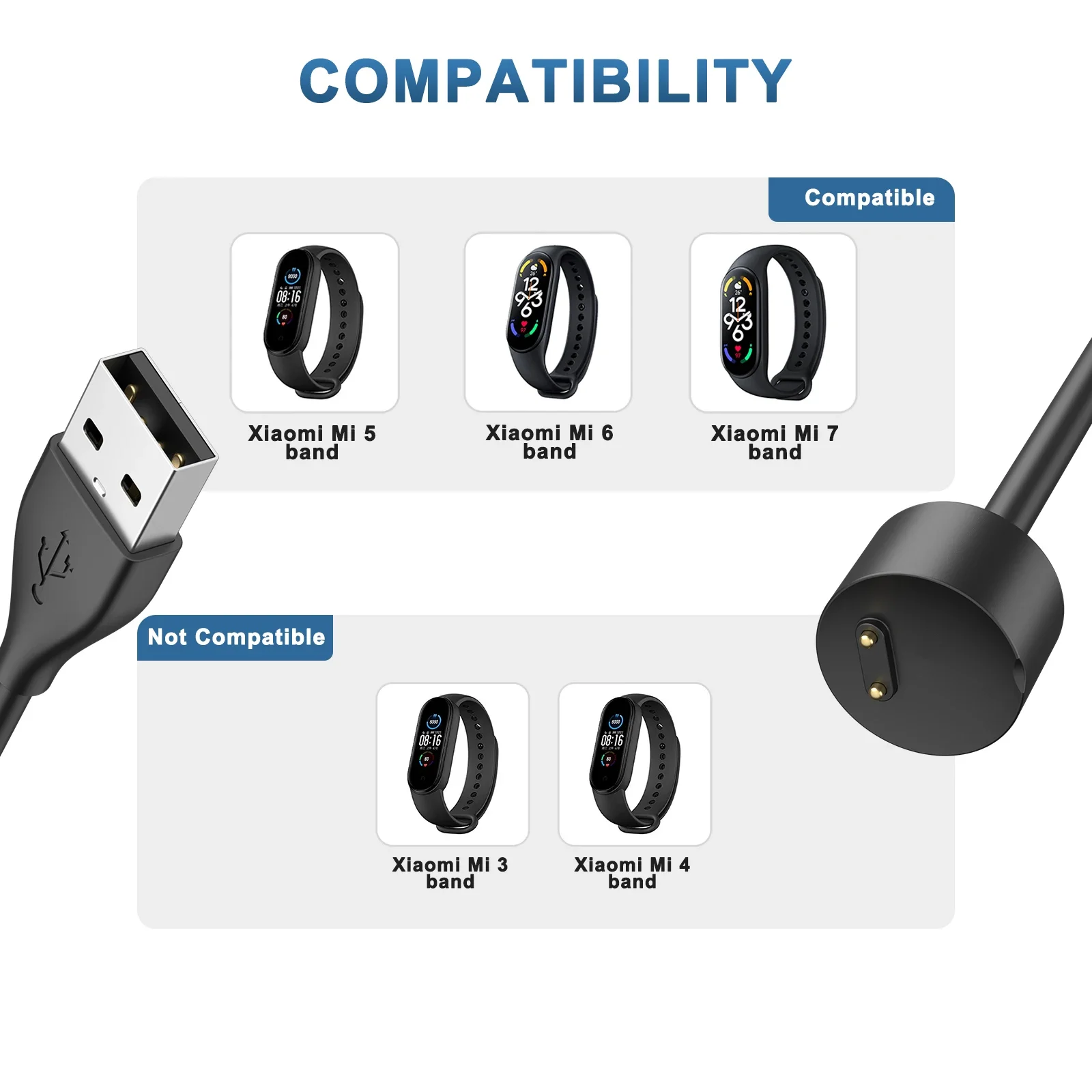 100mm Magnetic Charger For Xiaomi Mi Band 5 6 7 8 USB Charging Cable Dock For Xiaomi Miband 8 7 6 5 Charging Wire Accessories thumbnail 3