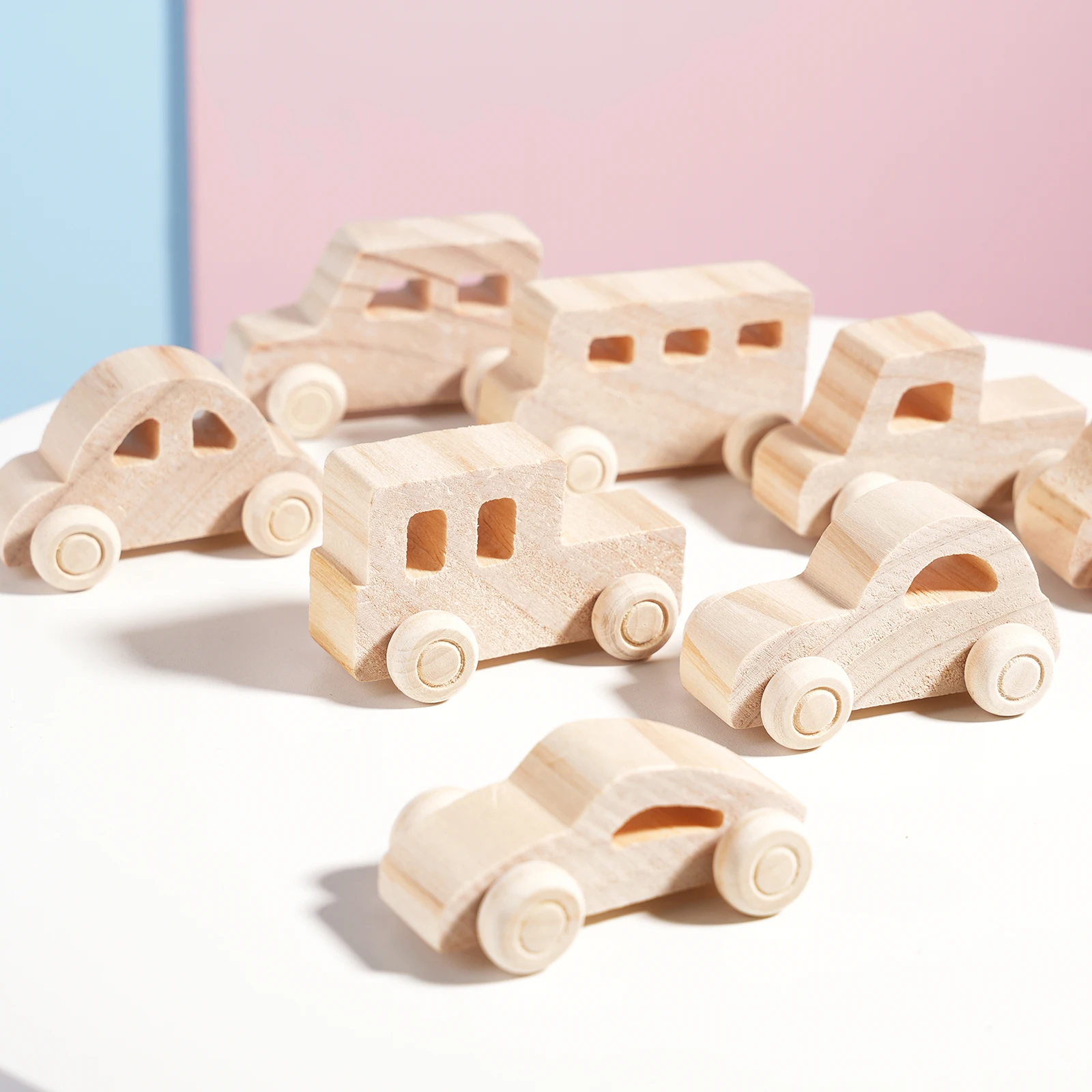 DIY handmade wooden graffiti car, children's colorful painting and coloring model, toy, three-dimensional coloring building bloc thumbnail 3
