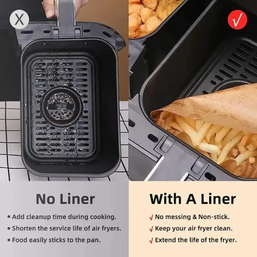 50/100pcs Disposable Air Fryer Paper Rectangle Kitchen Baking Airfryer Mat Oilproof Micro-wave Barbecue Baking Paper Accessories thumbnail 3