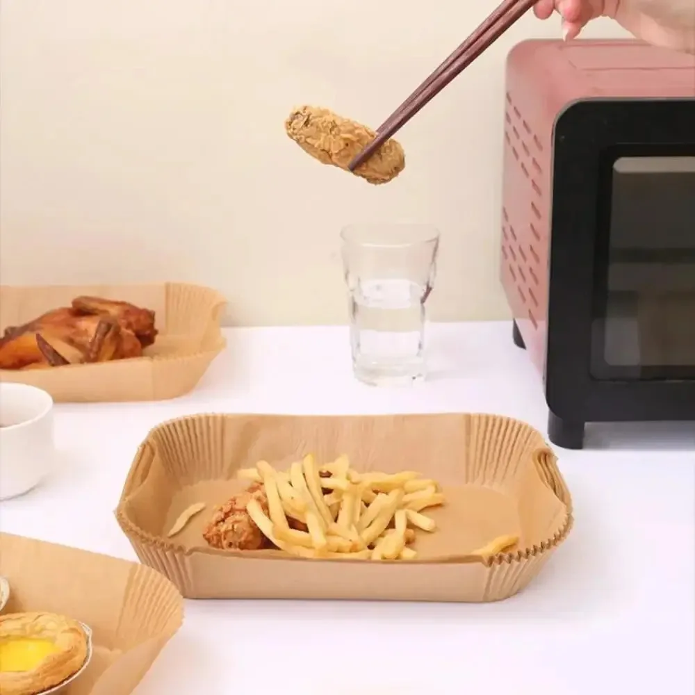 50/100pcs Disposable Air Fryer Paper Rectangle Kitchen Baking Airfryer Mat Oilproof Micro-wave Barbecue Baking Paper Accessories thumbnail 4