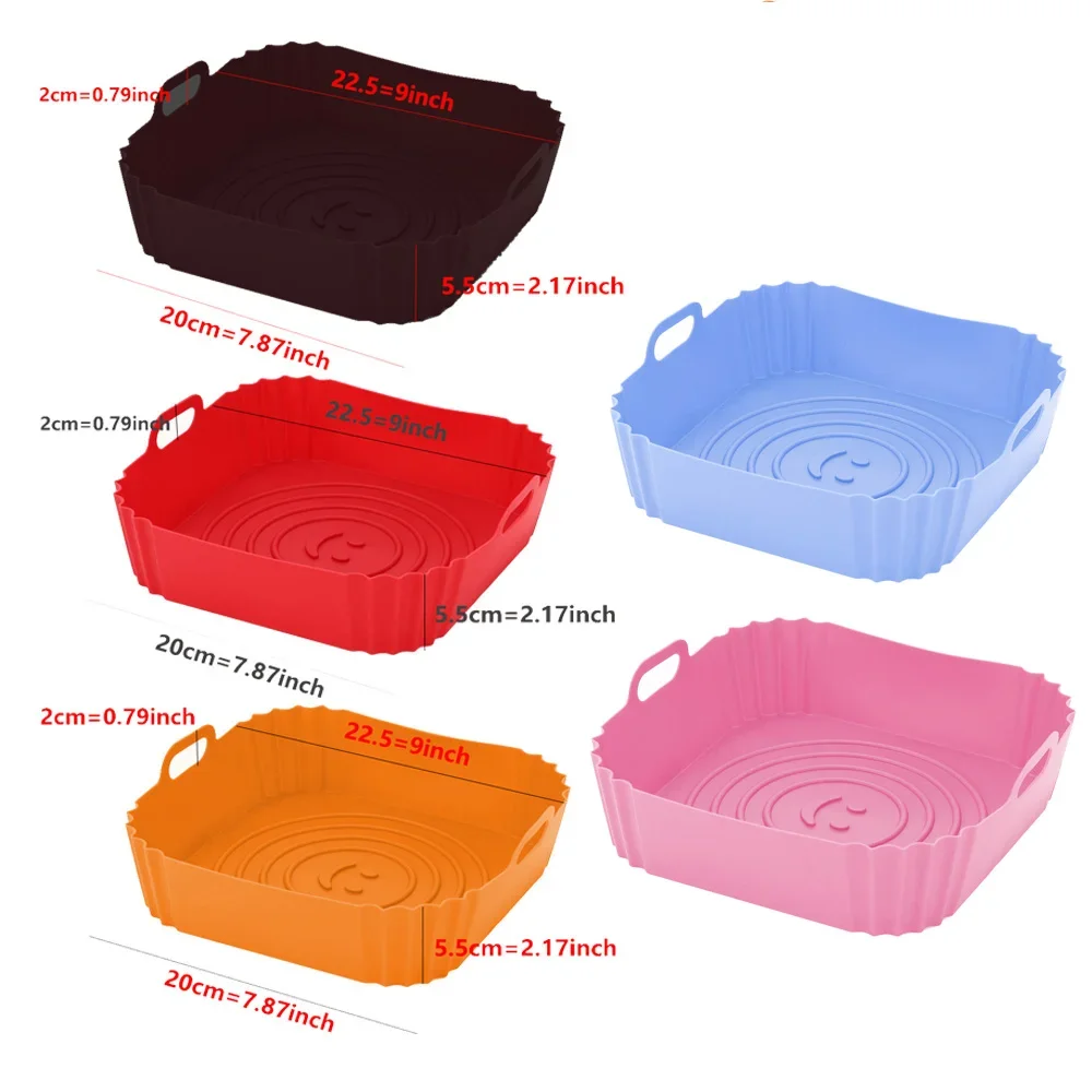 Reusable Airfryer Pan Liner Accessories Silicone Air Fryers Oven Baking Tray Pizza Chicken Airfryer Non-stick Silicone Mould thumbnail 2