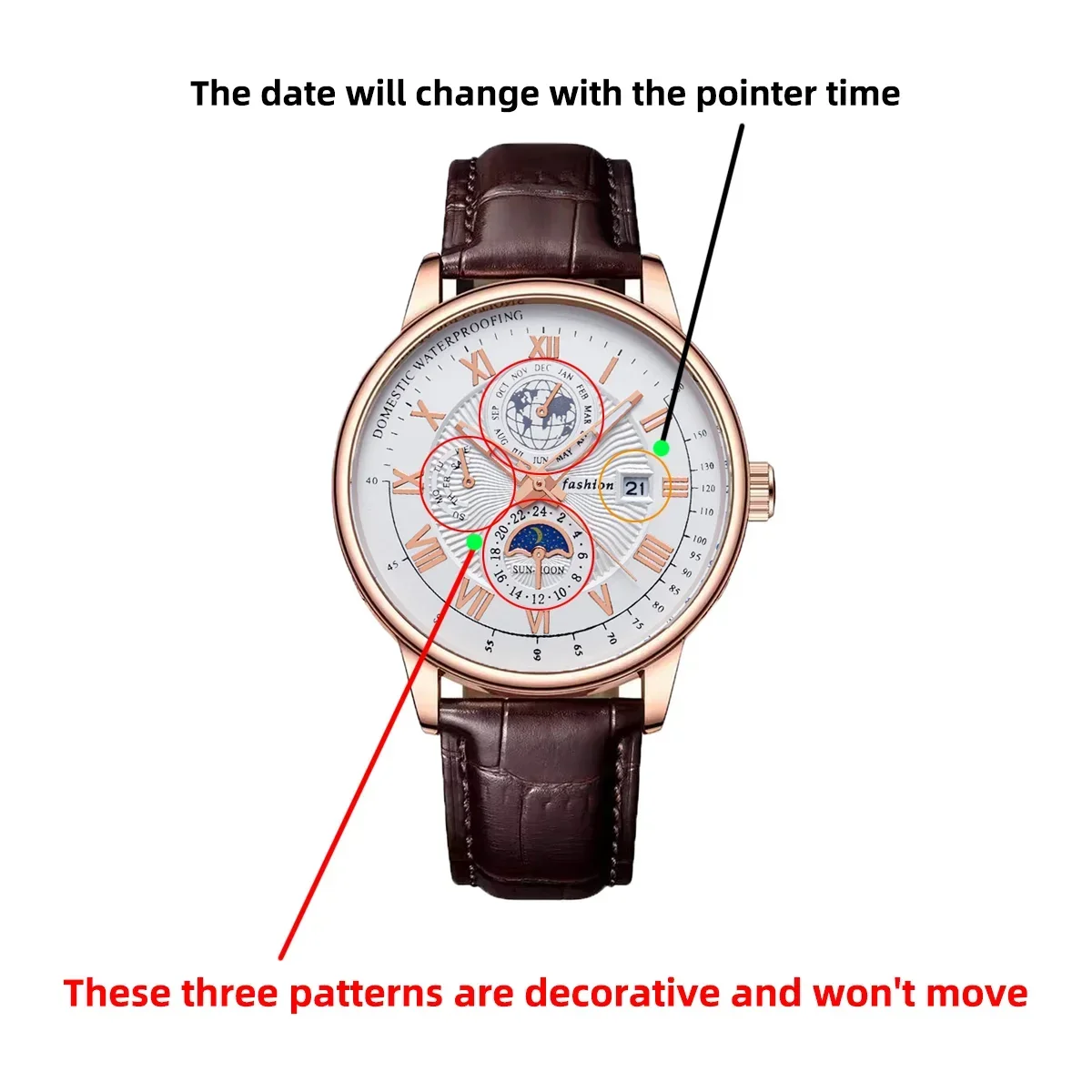2024 Fashion Men Watch Fashion Top Luxury Sport Men's Wristwatch Waterproof Luminous Leather Date Quartz Watches Man Clock thumbnail 5