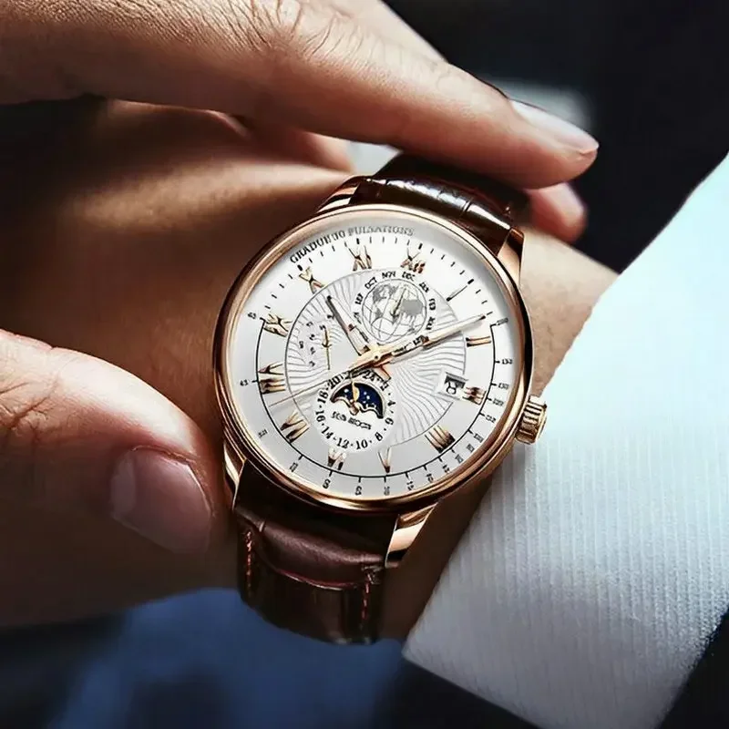 2024 Fashion Men Watch Fashion Top Luxury Sport Men's Wristwatch Waterproof Luminous Leather Date Quartz Watches Man Clock thumbnail 2