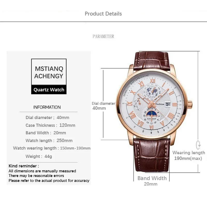 2024 Fashion Men Watch Fashion Top Luxury Sport Men's Wristwatch Waterproof Luminous Leather Date Quartz Watches Man Clock thumbnail 6