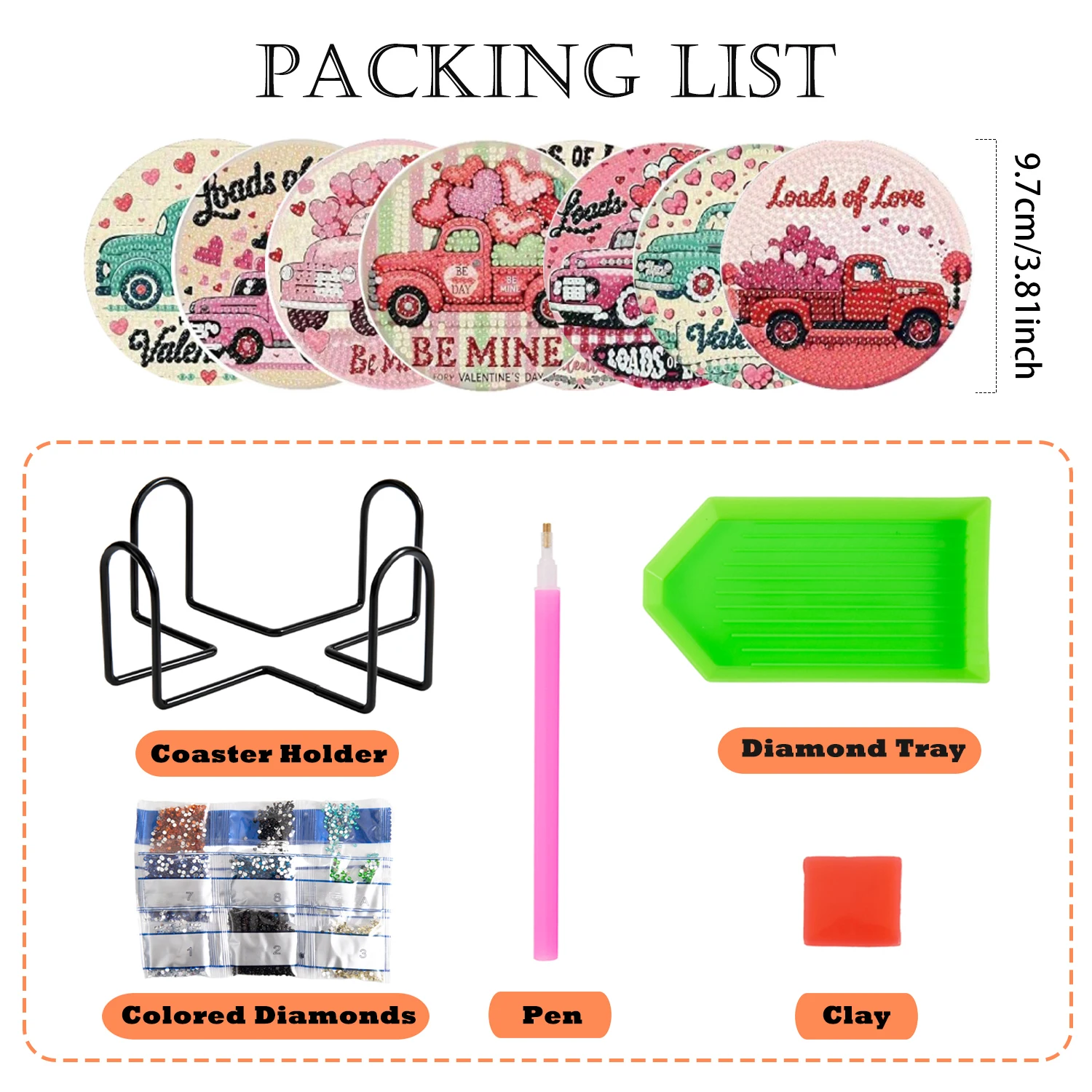 8 pieces/set rose and diamond painting coaster set, DIY coaster with holder, beginner and adult diamond craft gift thumbnail 2