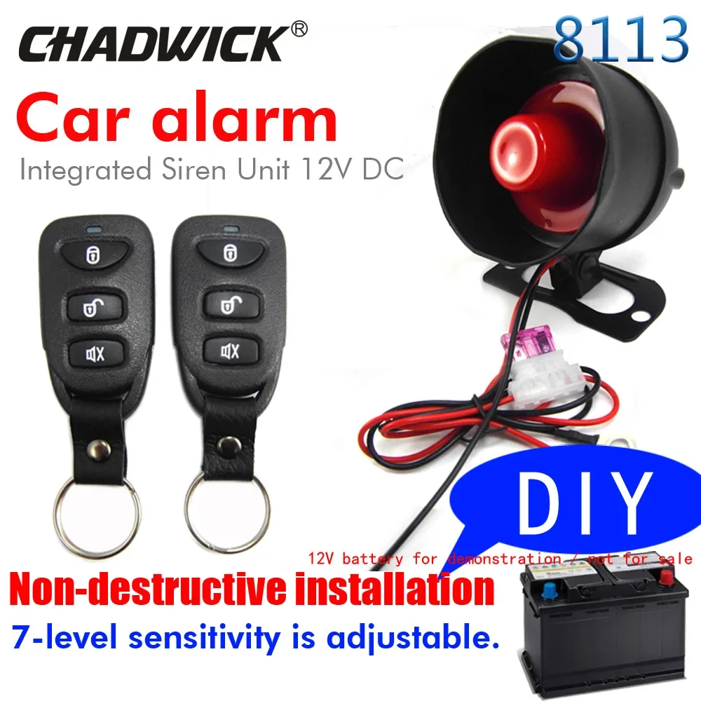 Car Alarm System 12V One Way Vehicle Burglar Alarm Security Protection With 2 Remote Control Auto Burglar For Car Motorcycle thumbnail 2